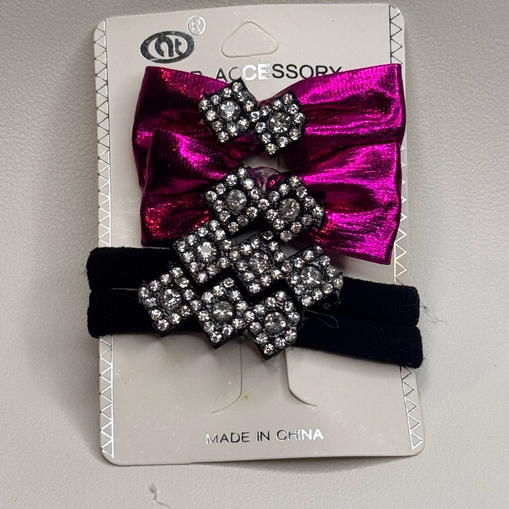 Purple and Black Hair Accessories with Elegant Rhinestone Embellishments